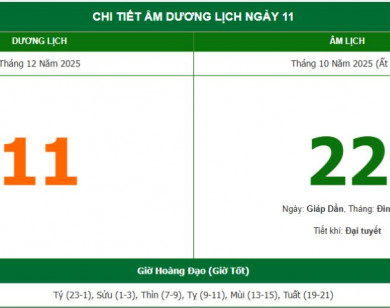 Lịch âm 11/12 chính xác nhất, lịch vạn niên ngày 11/12/2025: Việc nên và không nên làm?