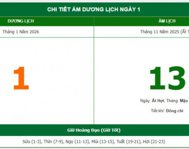 Lịch âm 1/1 chính xác nhất, lịch vạn niên ngày 1/1/2026: Việc nên và không nên làm?