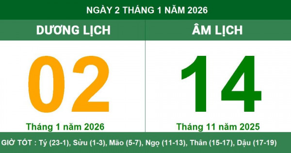 Lịch âm 2/1 chính xác nhất, lịch vạn niên ngày 2/1/2026: Việc nên và không nên làm?