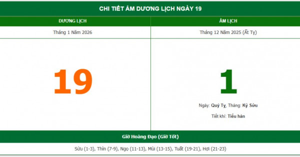 Lịch âm 19/1 chính xác nhất, lịch vạn niên ngày 19/1/2026: Việc nên và không nên làm?