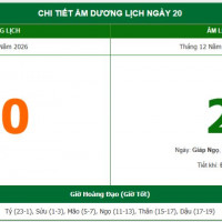 Lịch âm 20/1 chính xác nhất, lịch vạn niên ngày 20/1/2026: Việc nên và không nên làm?