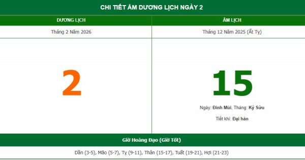 Lịch âm 2/2 chính xác nhất, lịch vạn niên ngày 2/2/2026: Việc nên và không nên làm?