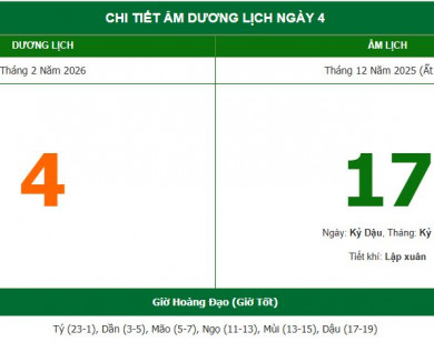 Lịch âm 4/2 chính xác nhất, lịch vạn niên ngày 4/2/2026: Việc nên và không nên làm?