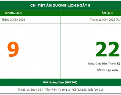 Lịch âm 9/2 chính xác nhất, lịch vạn niên ngày 9/2/2026: Việc nên và không nên làm?