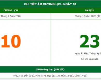 Lịch âm 10/2 chính xác nhất, lịch vạn niên ngày 10/2/2026: Việc nên và không nên làm?