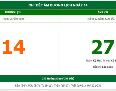 Lịch âm 14/2 chính xác nhất, lịch vạn niên ngày 14/2/2026: Việc nên và không nên làm?