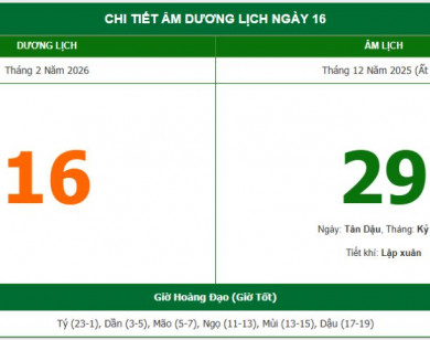 Lịch âm 16/2 chính xác nhất, lịch vạn niên ngày 16/2/2026: Việc nên và không nên làm?
