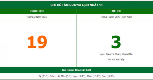 Lịch âm 19/2 chính xác nhất, lịch vạn niên ngày 19/2/2026: Việc nên và không nên làm?