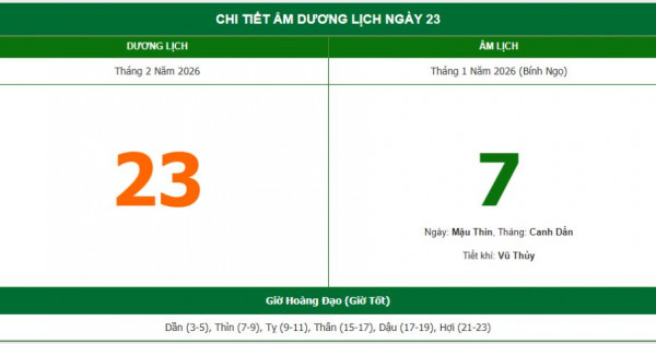 Lịch âm 23/2 chính xác nhất, lịch vạn niên ngày 23/2/2026: Việc nên và không nên làm?