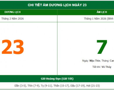 Lịch âm 23/2 chính xác nhất, lịch vạn niên ngày 23/2/2026: Việc nên và không nên làm?