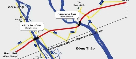 Hợp long cầu Vàm Cống nối liền Đồng Tháp với Cần Thơ  ảnh 1