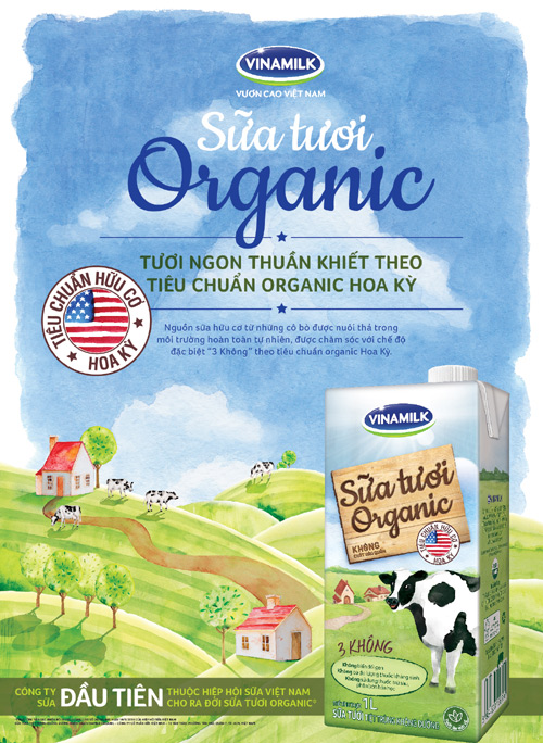 Vinamilk Organic - sản phẩm sữa cao cấp tiêu chuẩn USDA Hoa Kỳ