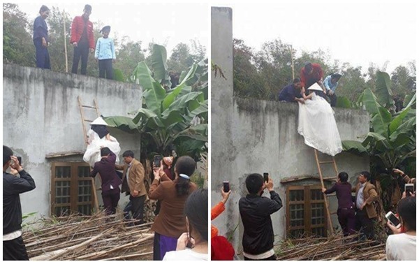 Cô dâu bị nghi 'ăn cơm trước kẻng' phải bắc thang, trèo tường cao 4m để vào nhà chồng và sự thật bất ngờ