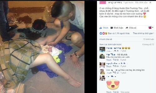 Chồng đỡ đẻ cho vợ ngay vỉa hè gây "bão" dân mạng