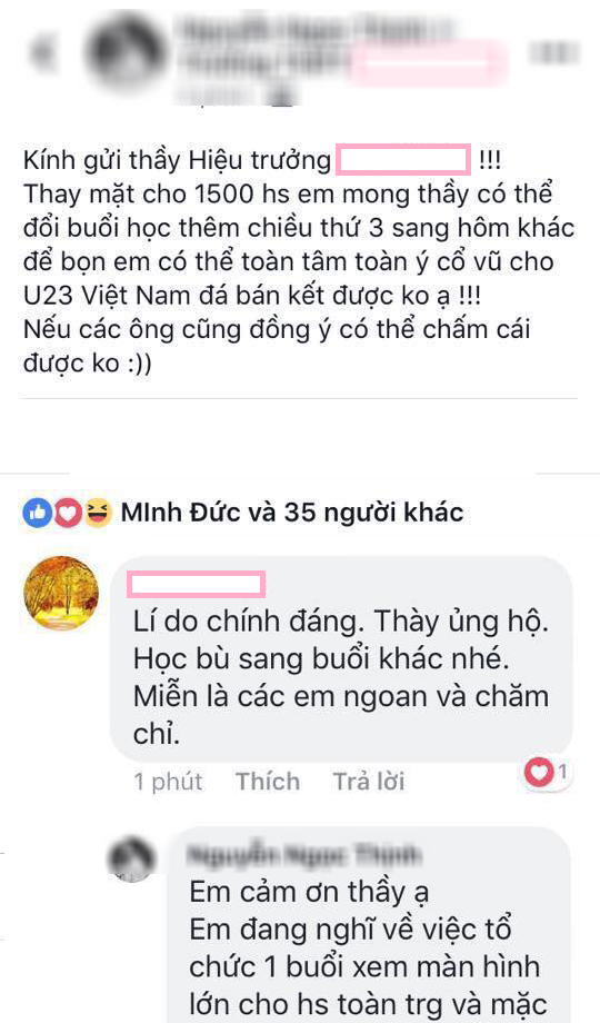 Cộng động mạng "sốt" với lá đơn xin nghỉ học để xem U23 Việt Nam đá bán kết