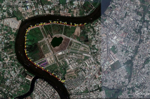 Toàn tuyến bờ sông Sài Gòn dài 3,350m thuộc khu đô thị Vạn Phúc được chụp qua vệ tinh