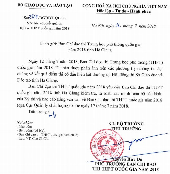 Bộ GD&ĐT yêu cầu rà soát chấm thi vì điểm "cao bất thường" ở Hà Giang