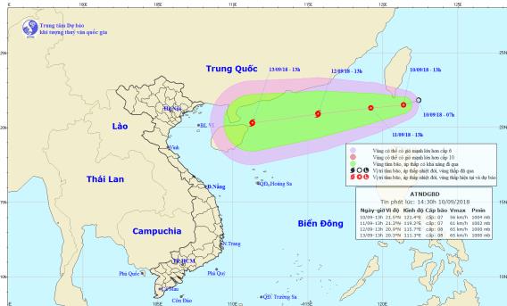 Công điện khẩn ứng phó với áp thấp nhiệt đới gần biển Đông