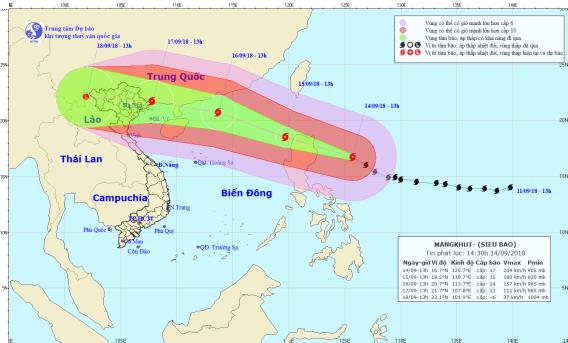 Siêu bão Mangkhut mạnh nhất thế giới chuẩn bị vào Việt Nam