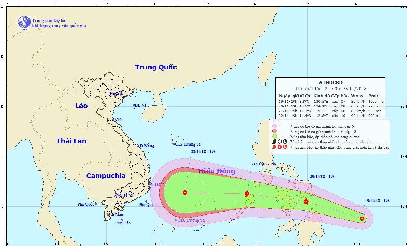 Dự báo thời tiết 20/11: Áp thấp thành bão gần Biển Đông