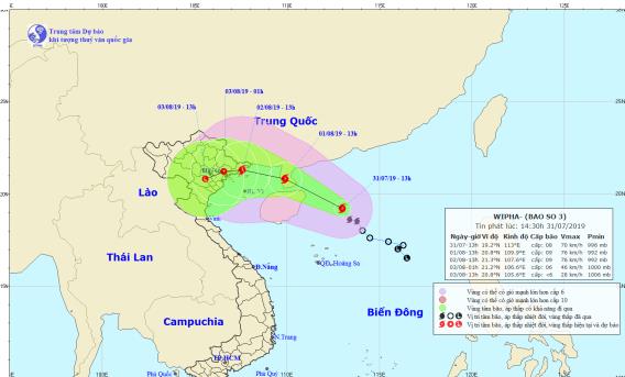 Dự báo thời tiết ngày mai 1/8: Bão số 3 tiếp tục mạnh thêm, mưa rất to trên diện rộng