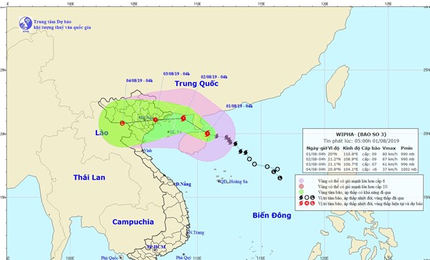 Tối 1/8, bão số 3 giật cấp 12 sẽ đổ bộ vào vào Quảng Ninh - Nam Định