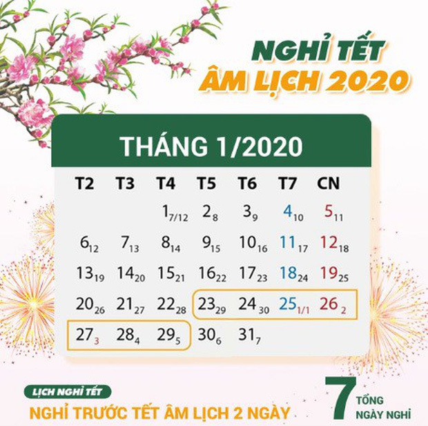 Bộ Lao động thông báo lịch nghỉ Tết Nguyên đán Canh Tý 2020