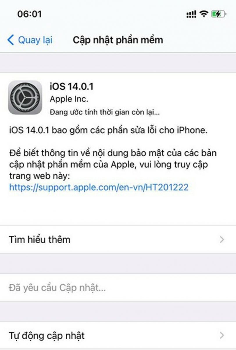 Apple phát hành iOS 14.0.1 sửa lỗi Iphone không thể kết nối wifi