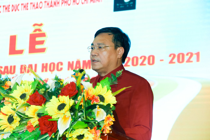 PGS. TS Đặng Hà Việt, Hiệu trưởng Trường ĐH TDTT phát biểu tại lễ kí kết