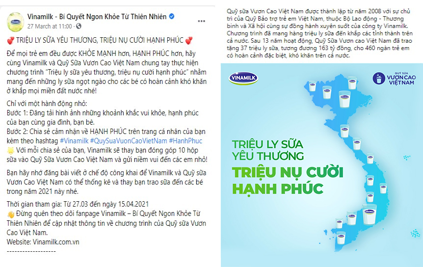 Vinamilk khởi động chiến dịch “triệu ly sữa yêu thương, triệu nụ cười hạnh phúc”