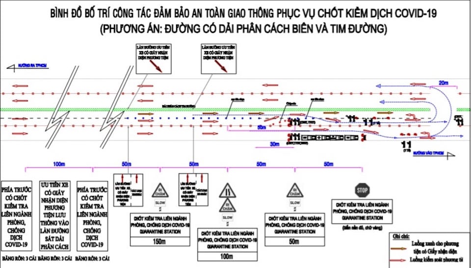 TP Hồ Chí Minh bố trí luồng xanh cho xe có Giấy nhận diện phương tiện tại 12 chốt kiểm soát dịch Covid-19