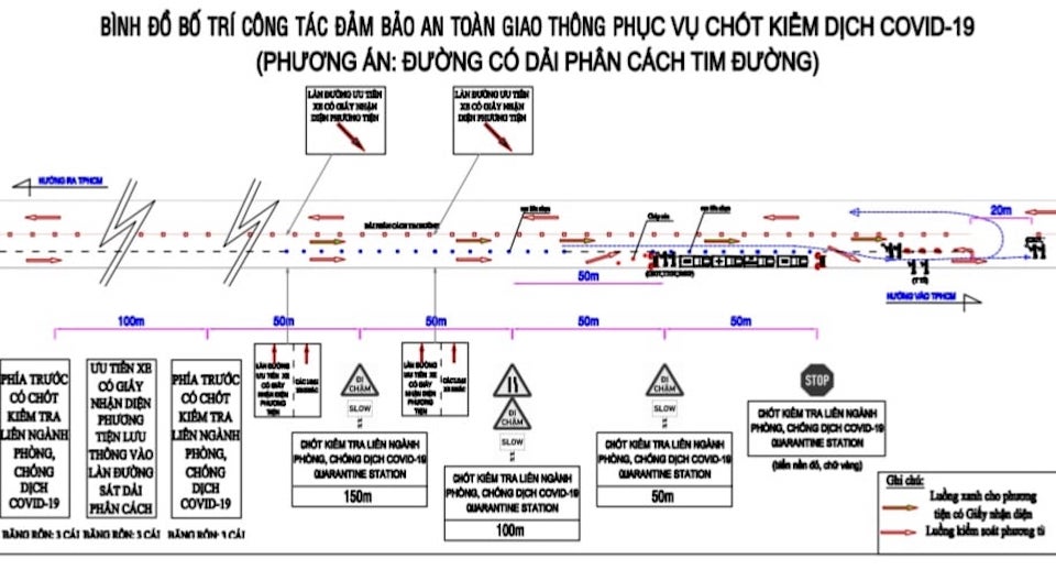 TP Hồ Chí Minh bố trí luồng xanh cho xe có Giấy nhận diện phương tiện tại 12 chốt kiểm soát dịch Covid-19