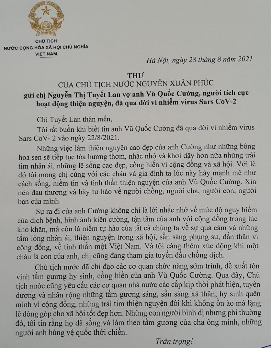 Tiếc thương anh Vũ Quốc Cường – người đã hi sinh vì cộng đồng trong dịch Covid-19