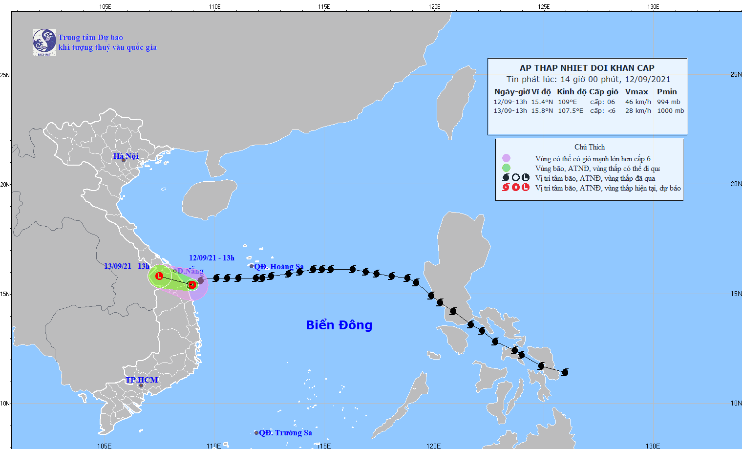 Dự báo thời tiết ngày 13/9/2021: Hà Nội có mưa rào và dông rải rác