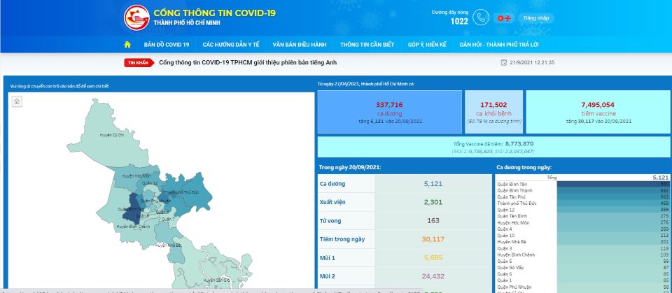 TP Hồ Chí Minh ra mắt phiên bản tiếng Anh của Cổng thông tin Covid-19