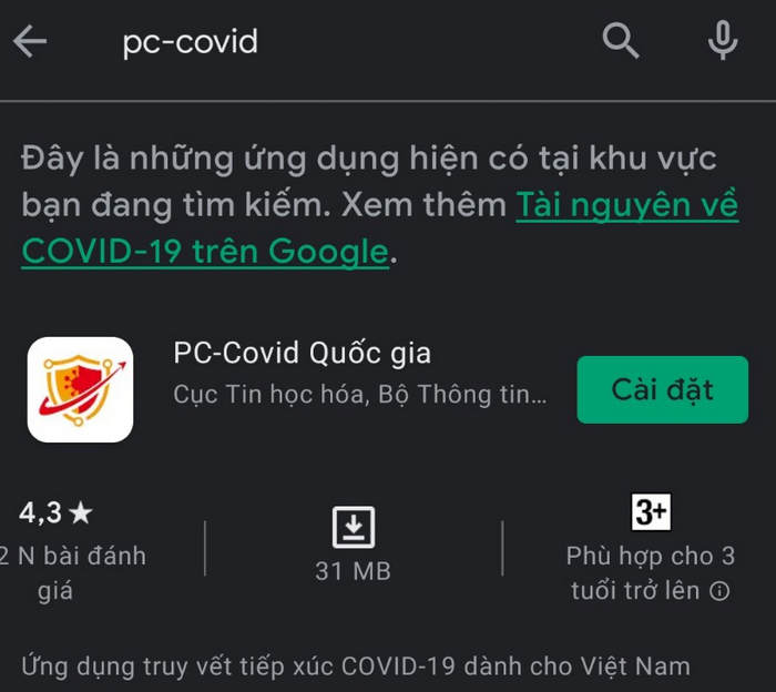 Hướng dẫn tải, cài đặt ứng dụng PC-Covid Quốc gia