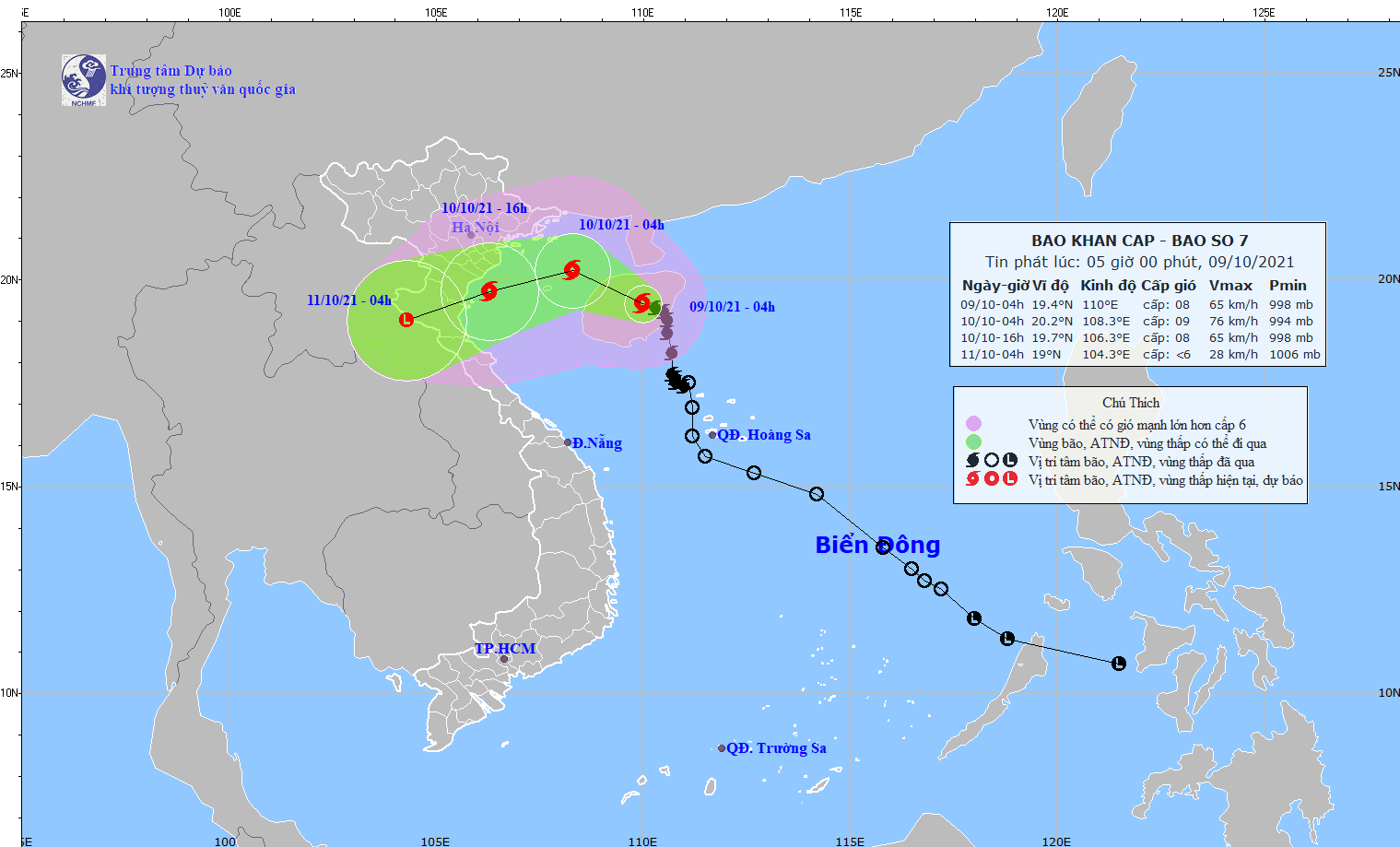 Dự báo thời tiết ngày 9/10/2021: Hà Nội có mưa to và dông