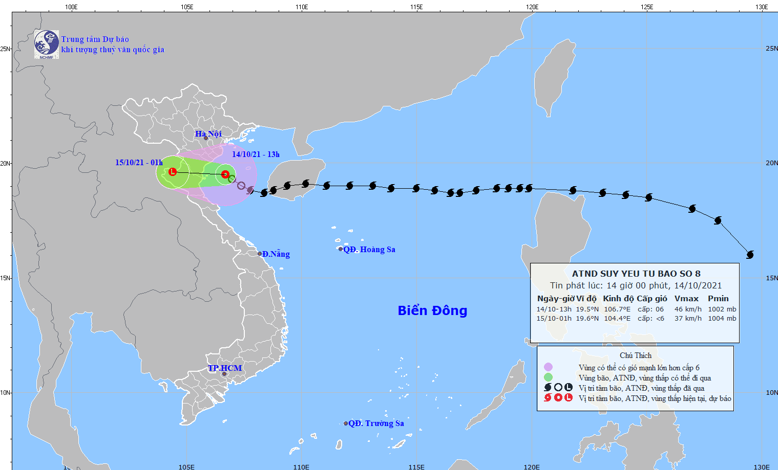 Dự báo thời tiết ngày 15/10/2021: Hà Nội mưa lạnh, nhiệt độ thấp nhất 19 độ C