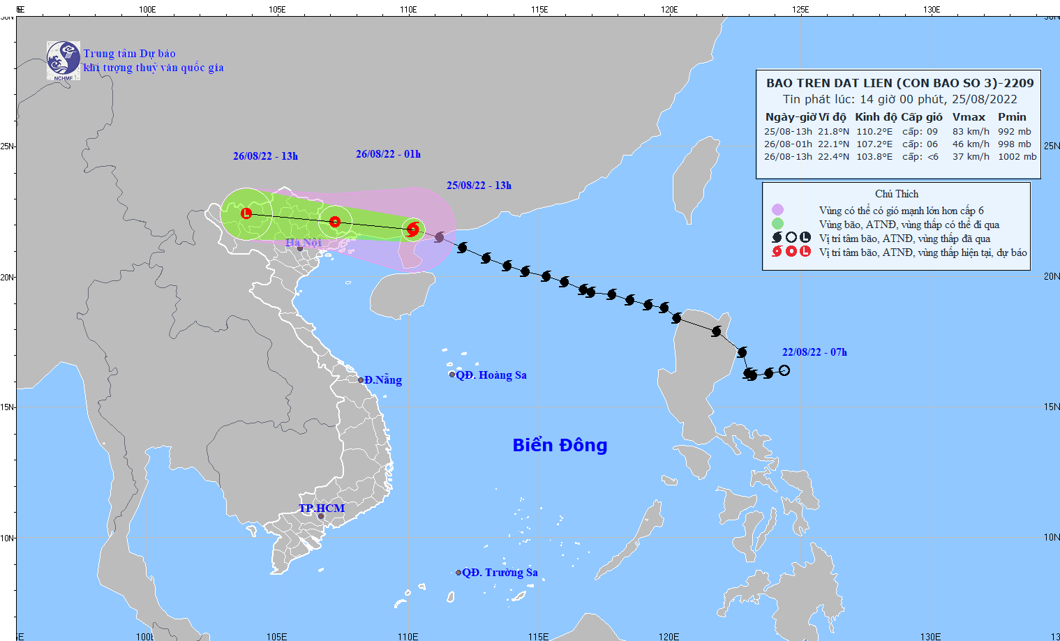 Dự báo thời tiết ngày 26/8/2022: Hà Nội tiếp tục có mưa rất to và dông