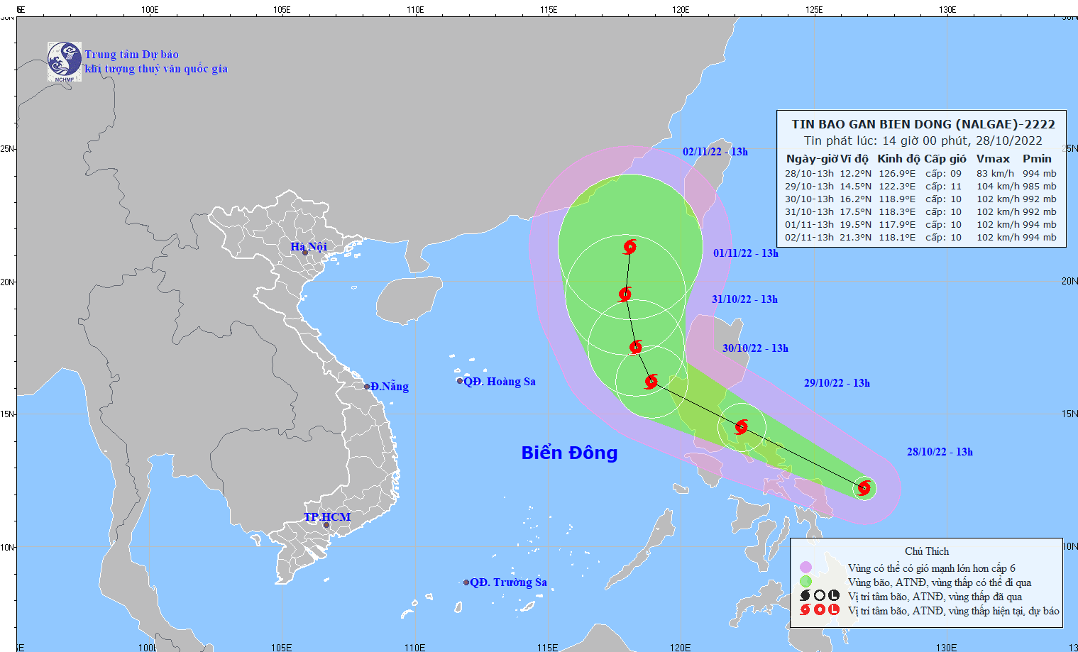 Dự báo thời tiết ngày 29/10/2022: Biển Đông sắp đón bão số 7