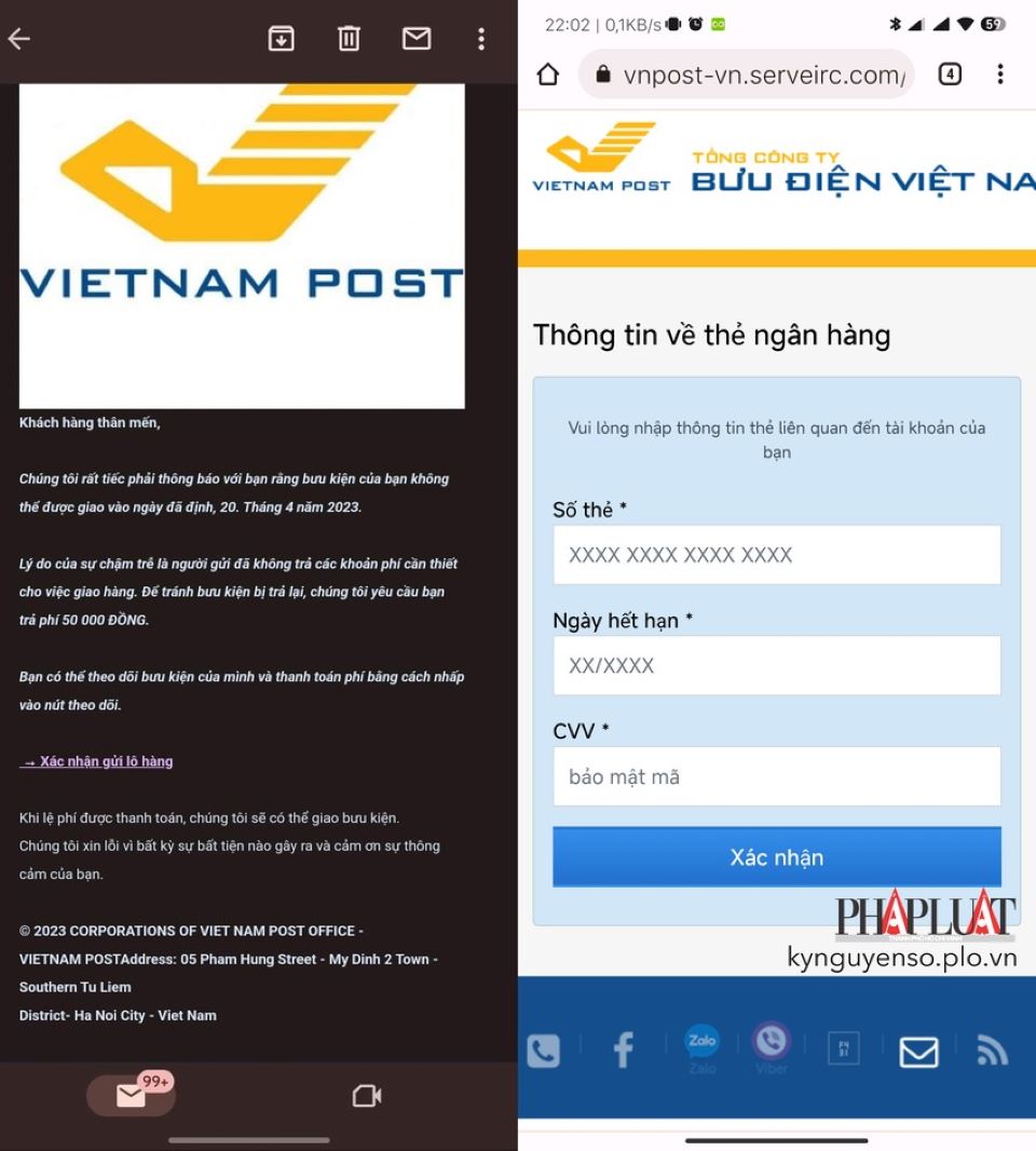 Cảnh báo: Giả mạo Bưu điện Việt Nam để lừa đảo, chiếm đoạt tài sản