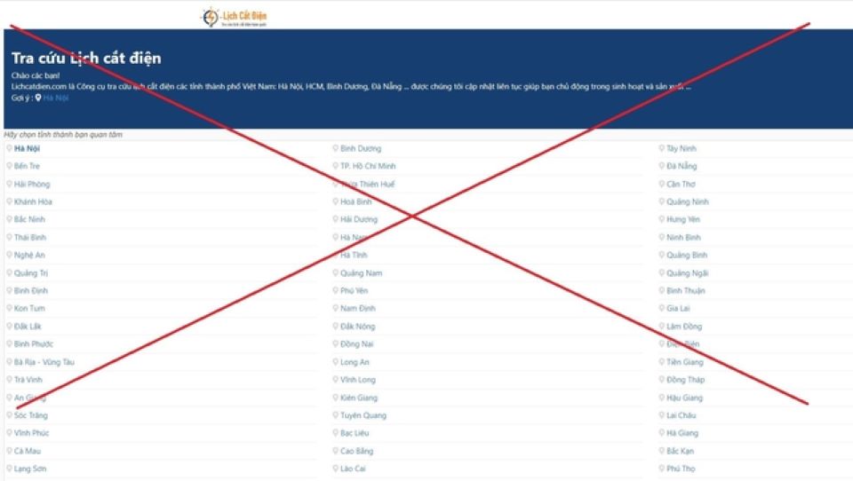 Xuất hiện nhiều website ''giả mạo'' thông tin lịch cắt điện ở miền Bắc