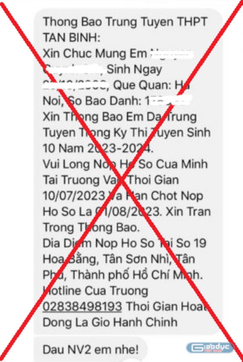 TP Hồ Chí Minh cảnh báo về tin nhắn giả mạo trúng tuyển vào lớp 10