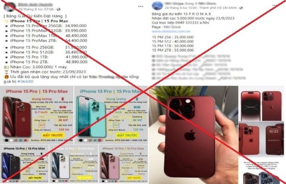 Người dân nên thận trọng khi đặt cọc mua điện thoại iPhone 15 mới