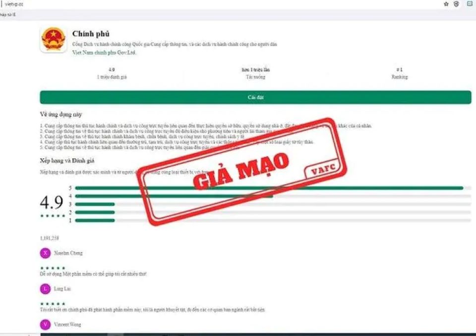 Xuất hiện trang wed giả mạo phần mềm của Chính phủ để lừa đảo