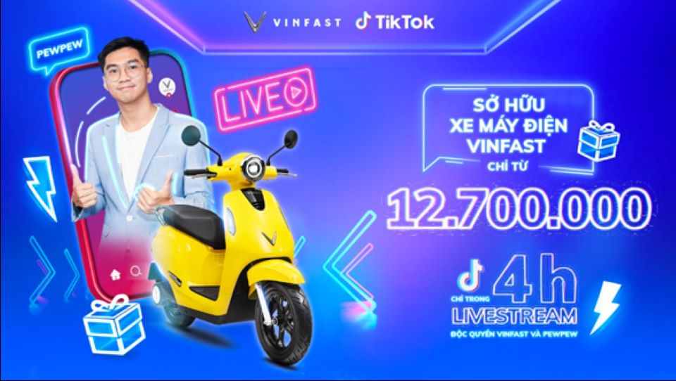 PewPew livestream bán xe máy điện VinFast tối 12/12 với nhiều ưu đãi hấp dẫn