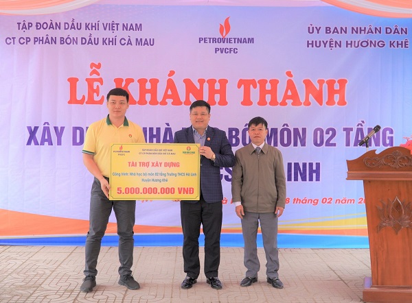 Phân Bón Cà Mau tài trợ 5 tỷ đồng xây dựng 8 phòng học tại trường THCS Hà Linh