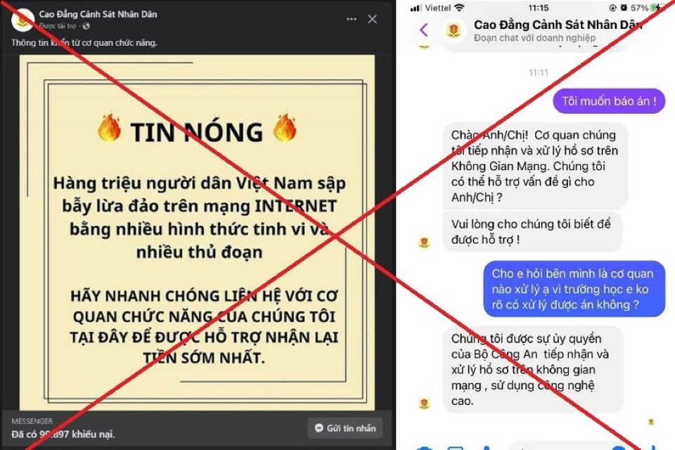 Giả mạo Trường cao đẳng Cảnh sát nhân dân hỗ trợ lấy lại tiền lừa đảo