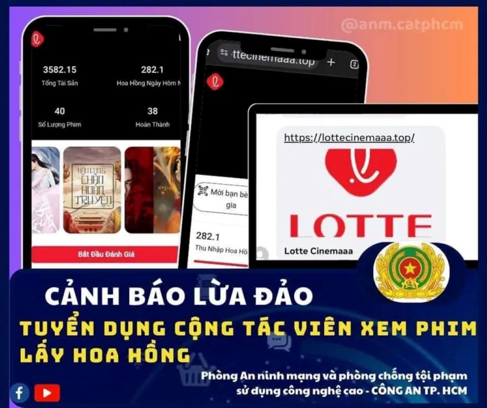 Cảnh báo thủ đoạn giả mạo nhân viên Lotte Cinema tuyển cộng tác viên để lừa đảo