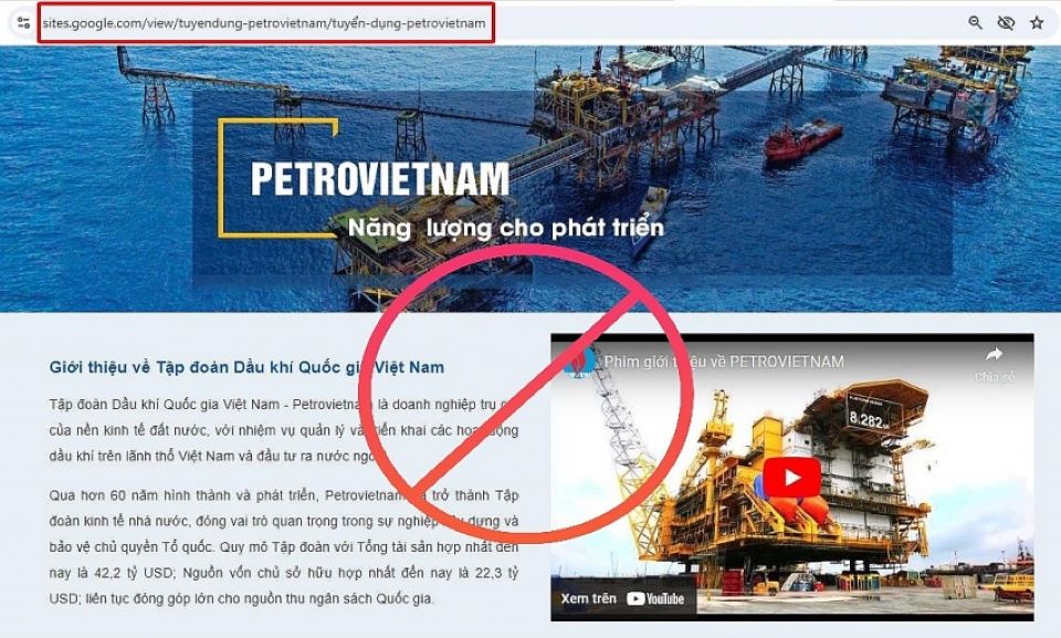 Mạo danh Tập đoàn Dầu khí Việt Nam lừa đảo tuyển dụng